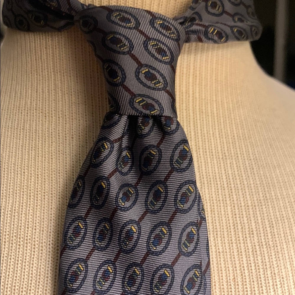 LANVIN PARIS NAUTICAL CHAIN ROPE LINKS MOTIF SILK TWILL NECKTIE